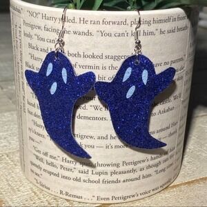 #17 Ghost Earrings Double Sided Halloween Ghost Glitter Earrings Purple